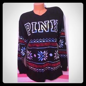 VS PiNK Holiday bling long sleeve! Sz L